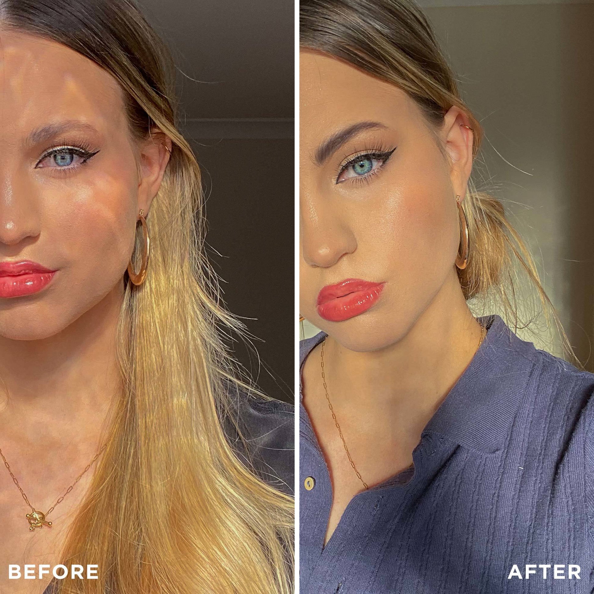 Before and after model with Color-Light-Brown Henna